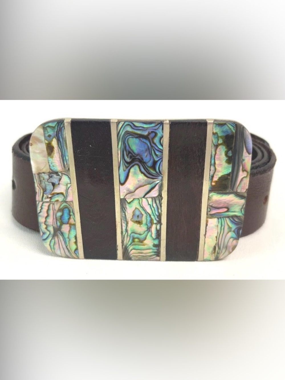 Levi's 800 Silver Abalone Leather Belt - Sz. 42